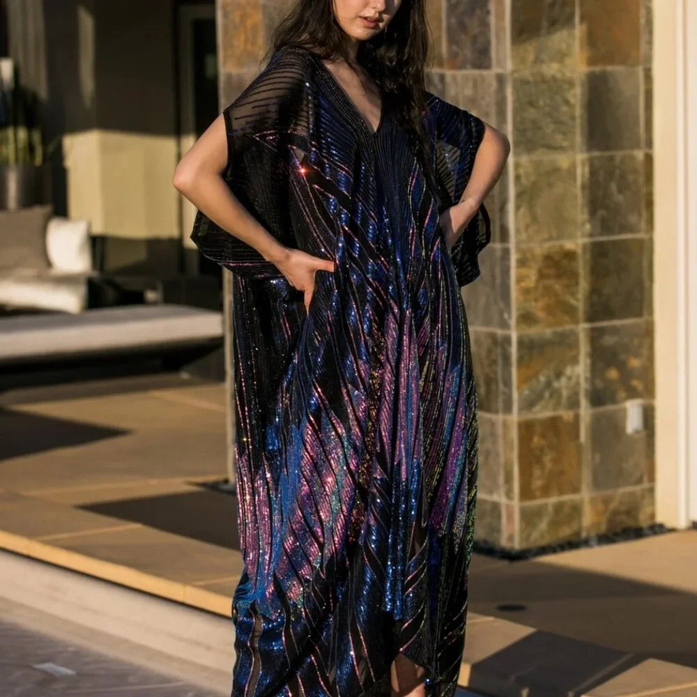 Color-Shifting Sequin Caftan | Jennafer Grace | Petite/XL Fit - Picture 2 of 11